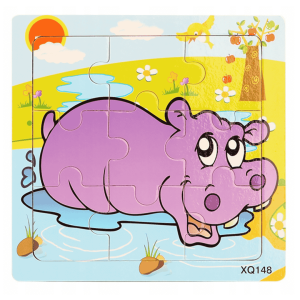 Puzzle drewniane 9 elementów – HIPOPOTAM DLA DZIECI