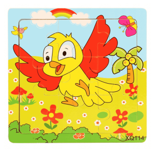 Puzzle drewniane 9 elementów – PTAK DLA DZIECI