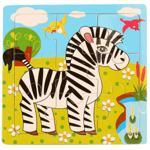 Puzzle drewniane 9 elementów – ZEBRA DLA DZIECI