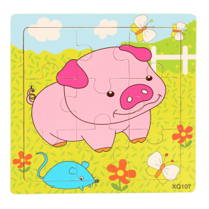 Puzzle drewniane 9 elementów – ŚWINKA DLA DZIECI