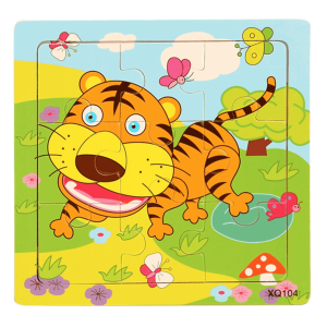 Puzzle drewniane 9 elementów – TYGRYS DLA DZIECI