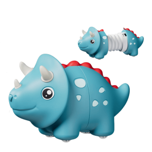 Sensoryczny dinozaur z dźwiękami, harmonijką i kółkami – zabawka