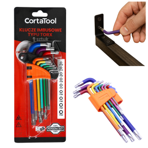 Klucze Imbusowe w Kolorach Rozmiarów Imbusy Torx T10-T50mm 9 szt. CortaTool